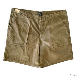 NWT - Cherokee Classic Green Chino Walking Shorts Velcro & Zipper Pockets Sz 44